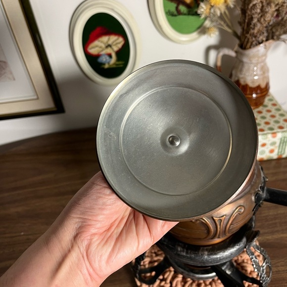 Vintage 70s Fondue Set - Copper & Cast Iron - Picture 6 of 13